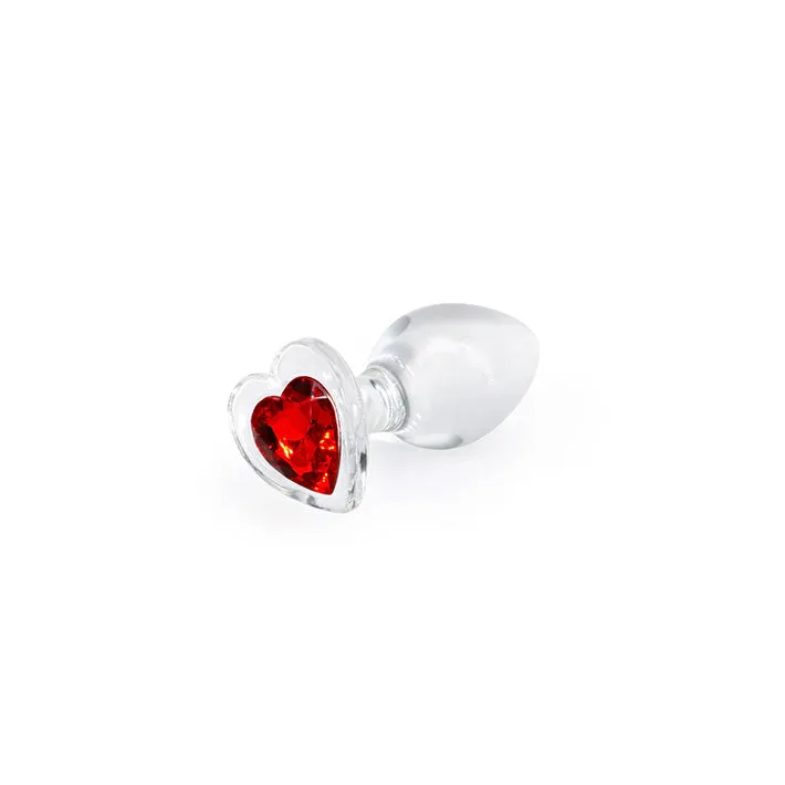 Crystal Desires Red Heart Gem Medium Glass Plug