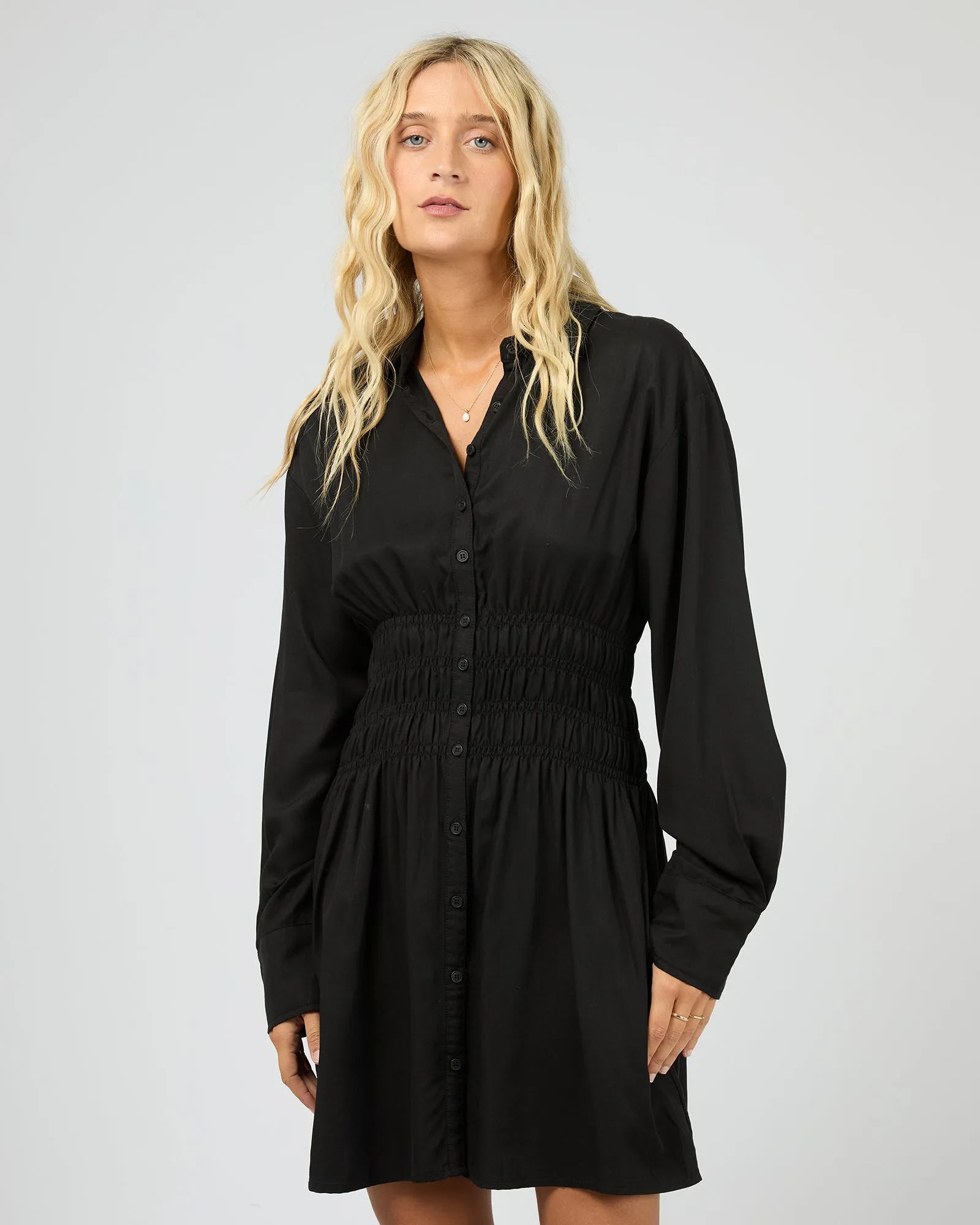 Abito Camicia Arricciato Aae Nero