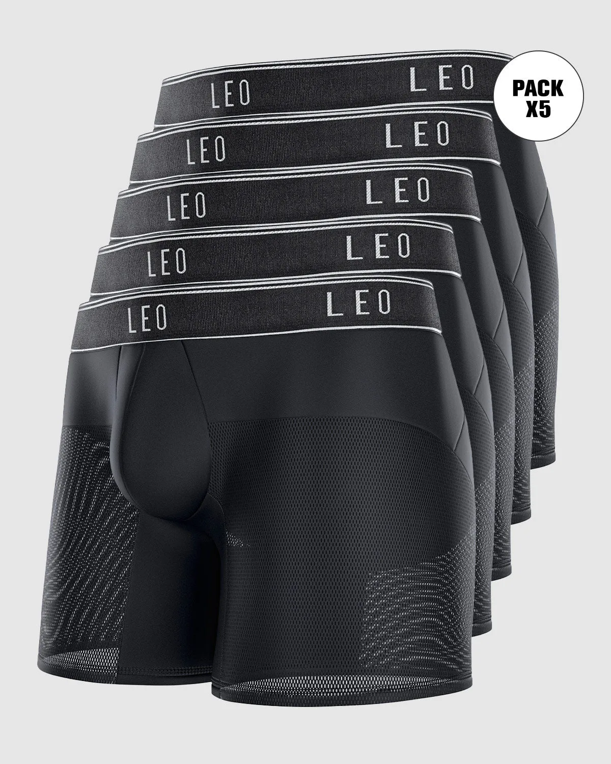 5-Pack High-Tech Mesh Boxer Briefs with Ergonomic Pouches