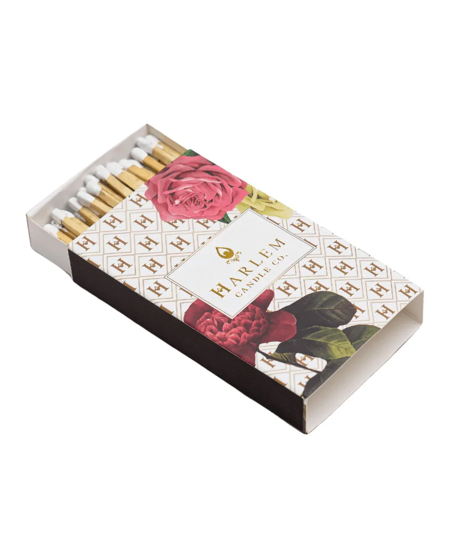 Elegant Matches - Floral Art Deco Design in White