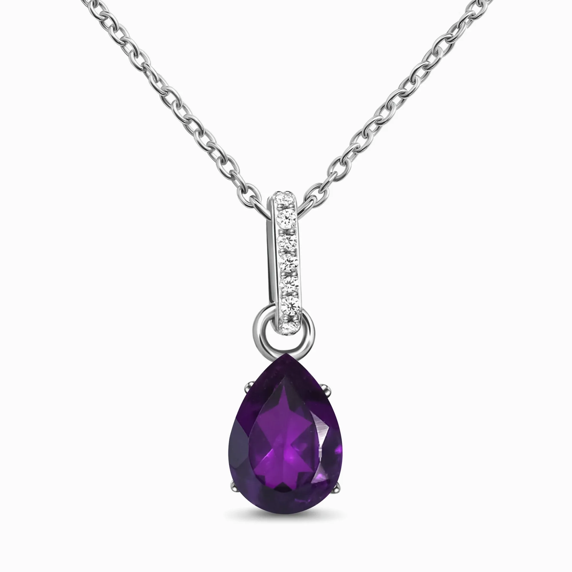 Feiner Amethyst-Labordiamant-Anhänger Sway - Geburtsstein Februar