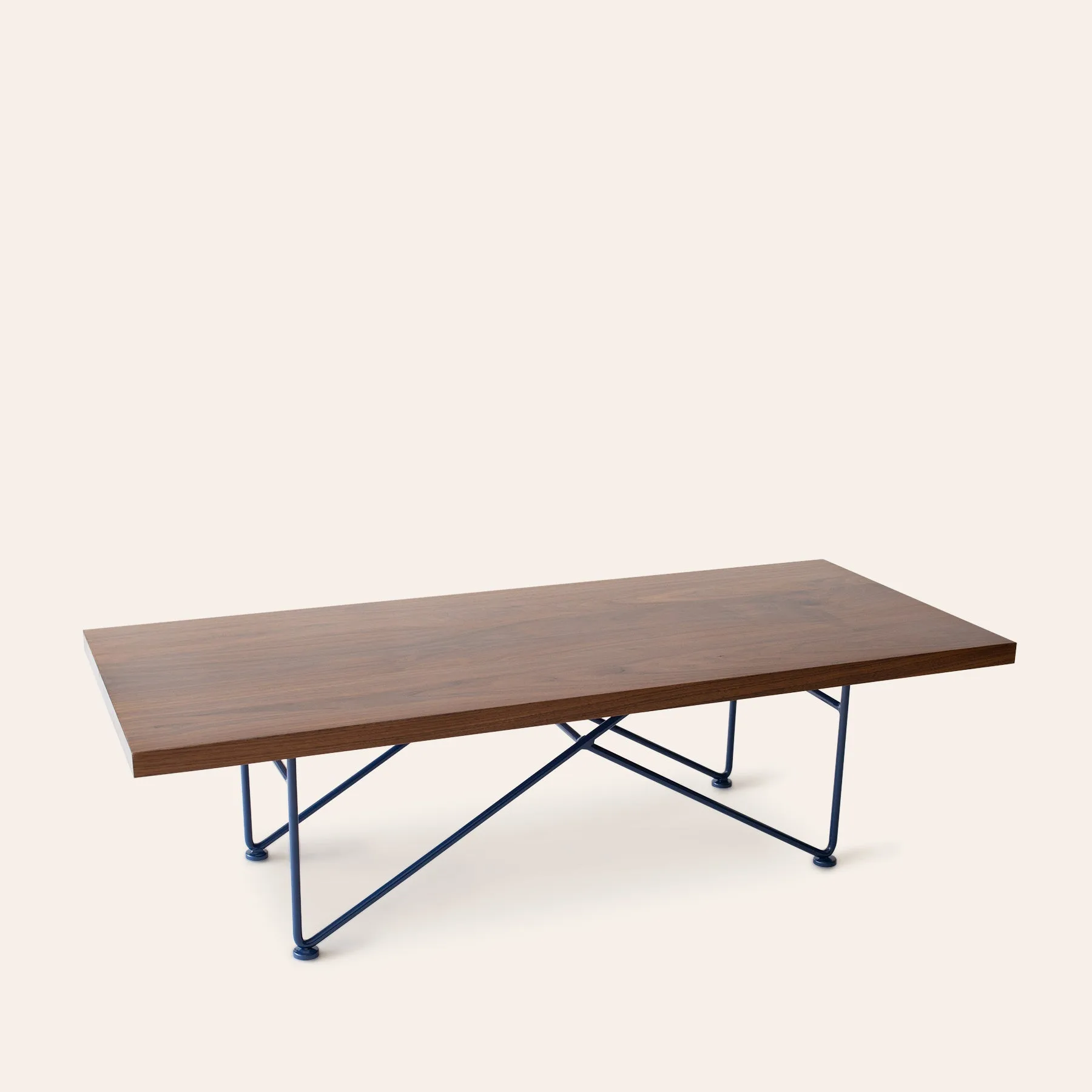 Walnut Coffee Table with Sapphire Blue Base