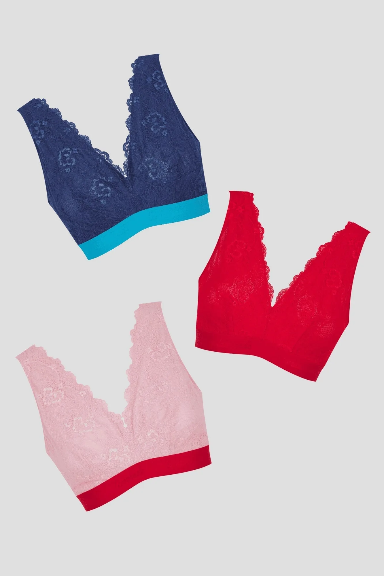 Bralette de encaje con copa completa más vendidos - Pack de 3