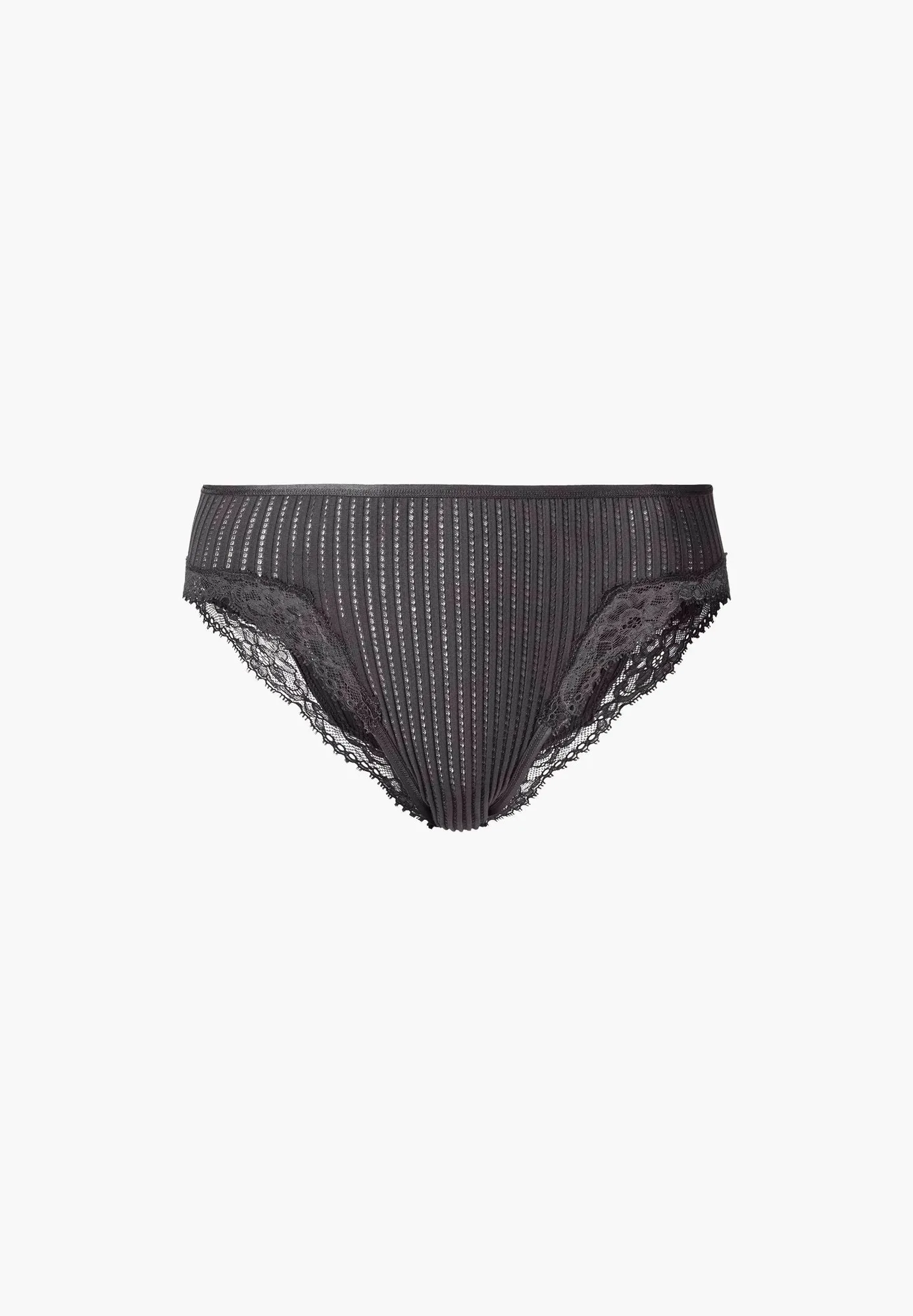 Maude Privé | Slip aus Ajouré-Rippe mit Spitze aus Calais - graphite grey