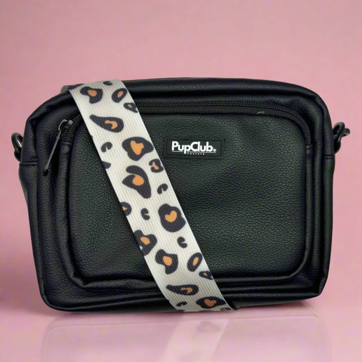 Crossbody Dog Walking Bag - Vegan Leather Black (Wholesale)