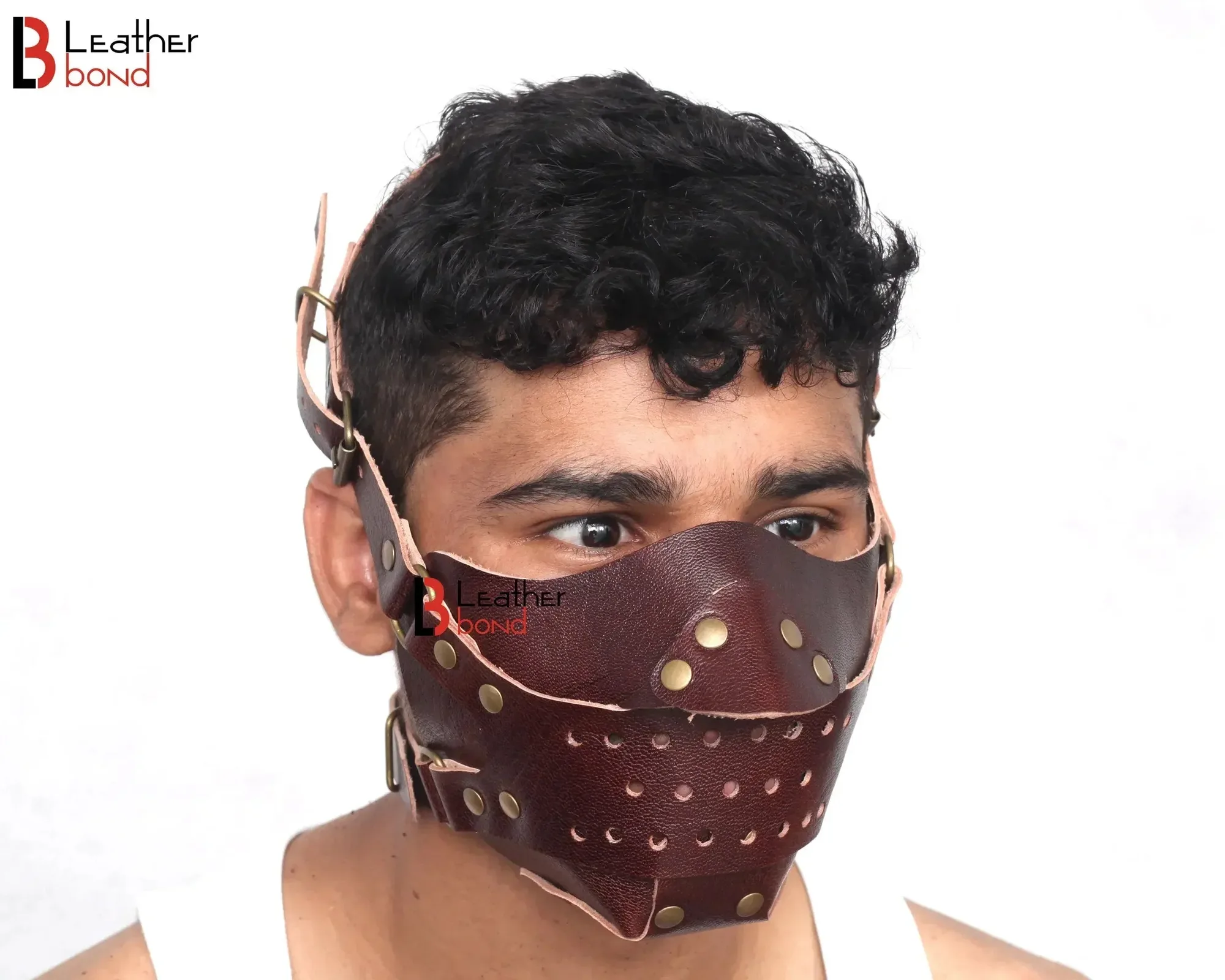 Masque de Halloween steampunk en cuir de vachette véritable avec capuche BDSM de privation sensorielle