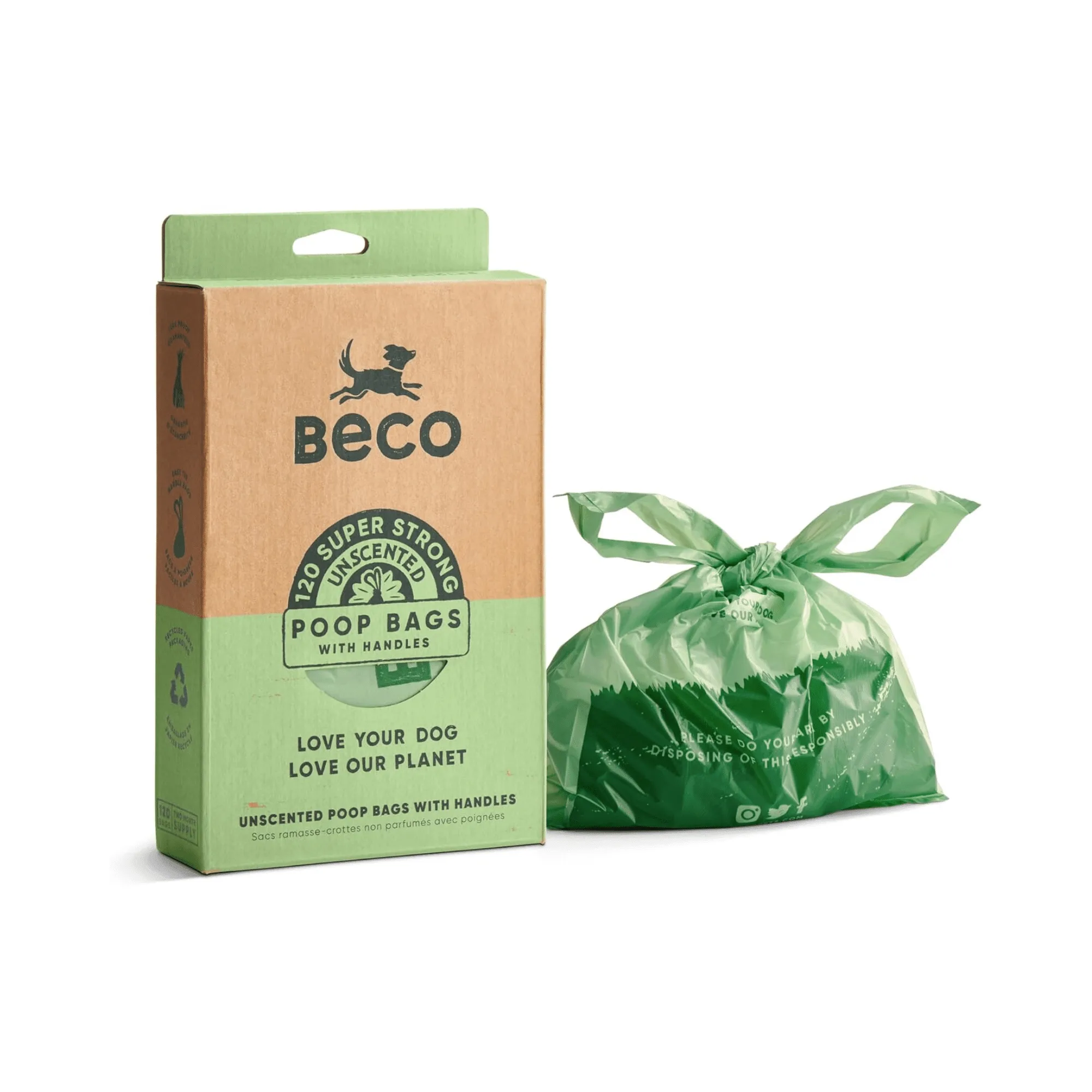 Beco Poop Bags with Handles Unscented (x120)