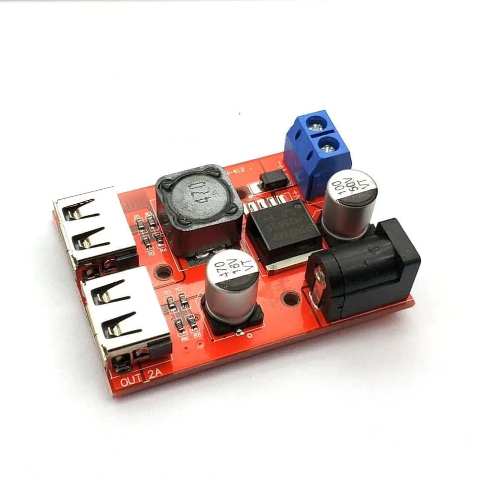 محول شاحن مزود طاقة DC من 9-36V إلى 5V 3A مزدوج USB خفض الجهد