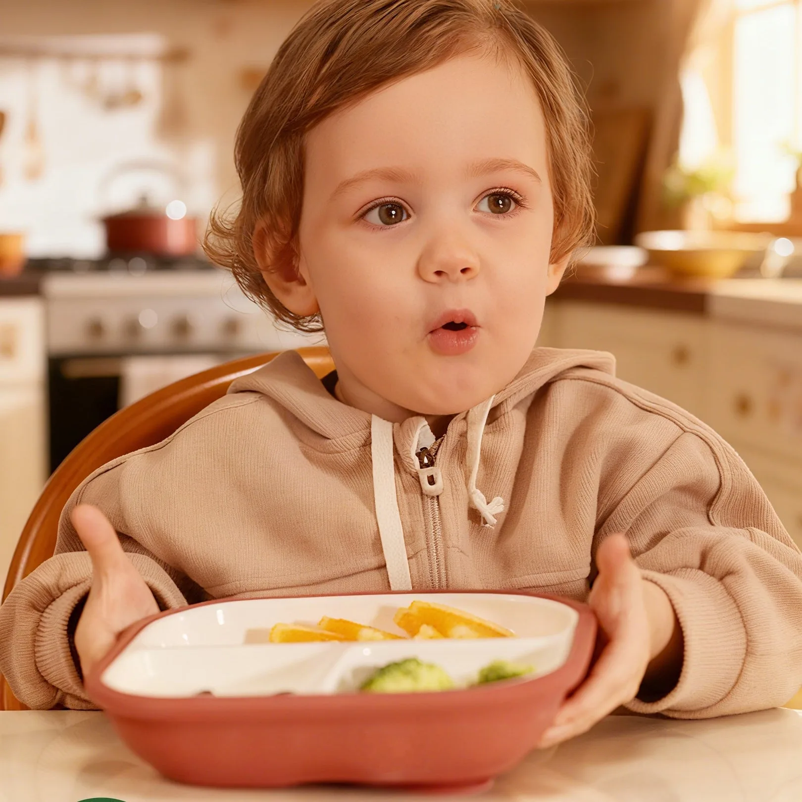 Gallery Porcelain | 8'' Toddler Porcelain Divided Plates with Suction Base - 3 Pack