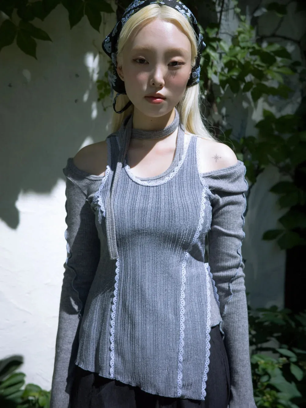 Sophie Lace Trim Tank Top - Indigo