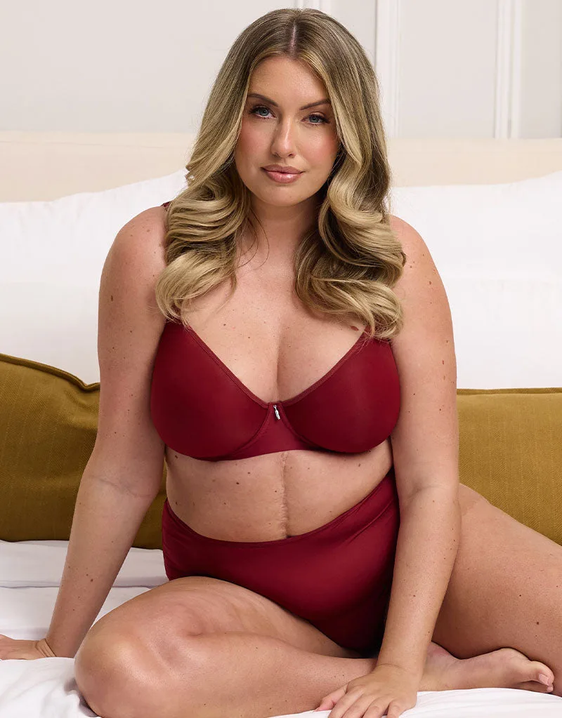 Sujetador de escote en pico moldeado tipo camiseta Curvy Kate Smoothie Spacer en rojo intenso
