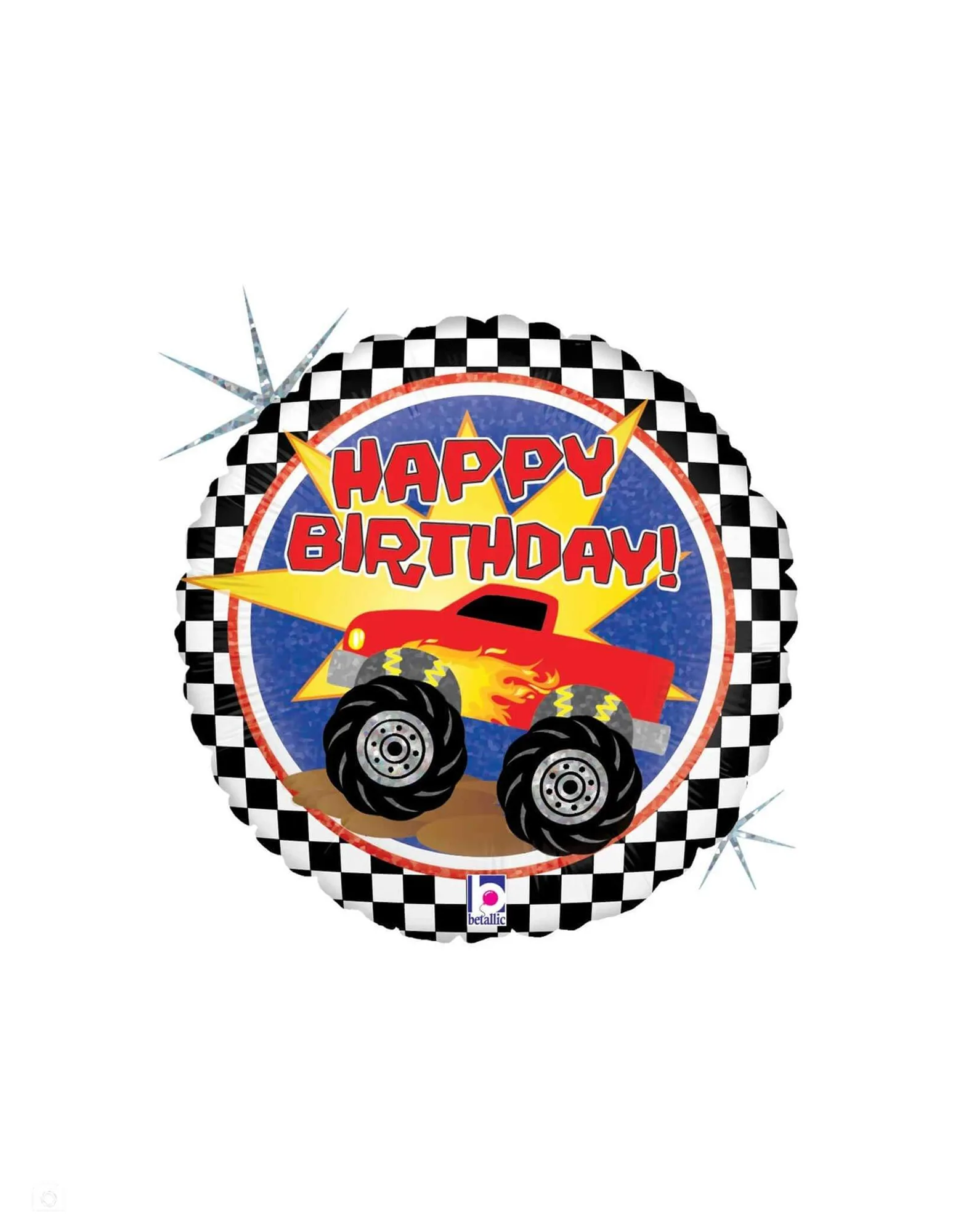 Junior Holographic Monster Truck Happy Birthday Foil Balloon