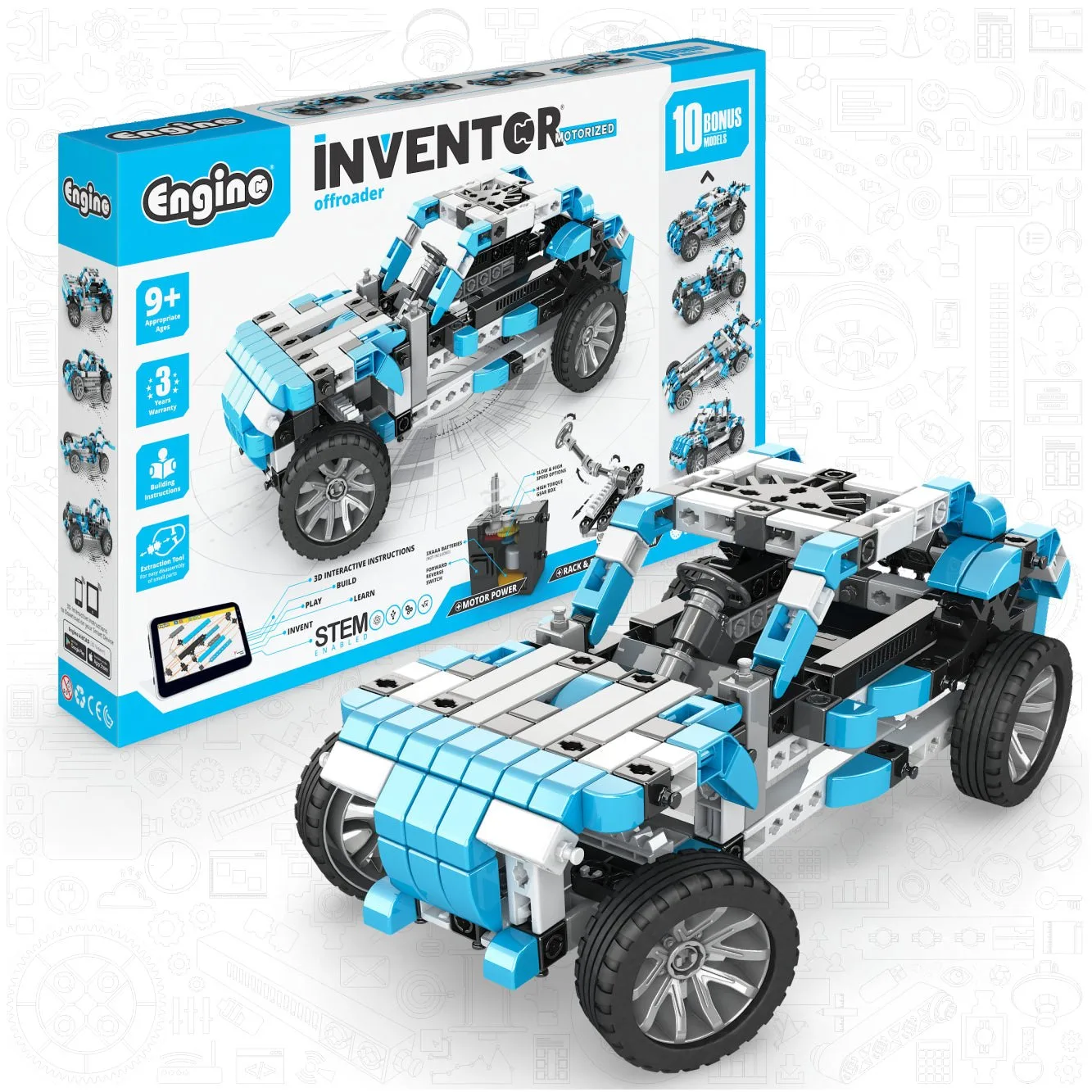 Engino Inventor : Set Motorisé Tout-Terrain - Jouets STEM 9 Ans+ (10 Modèles)