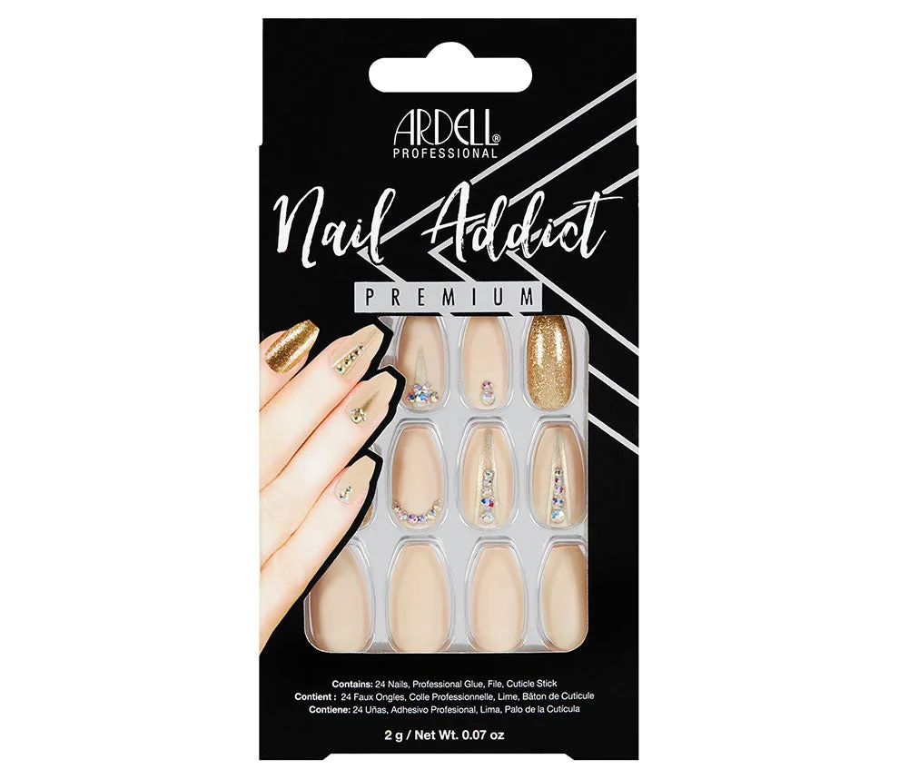Set Kuku Palsu Premium Nail Addict, Nude Jeweled