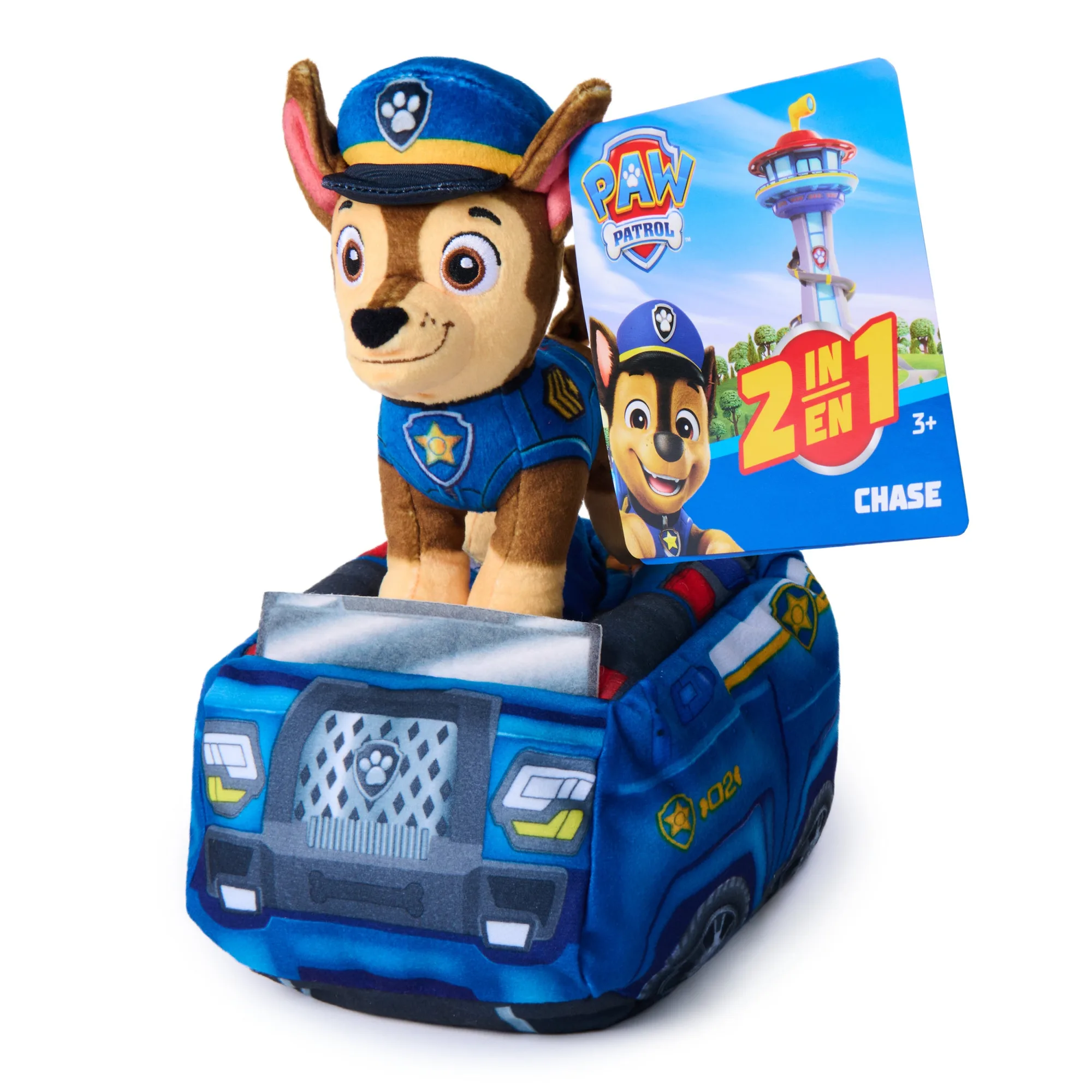 Vehículo de peluche 2 en 1 de Chase: características y diversión