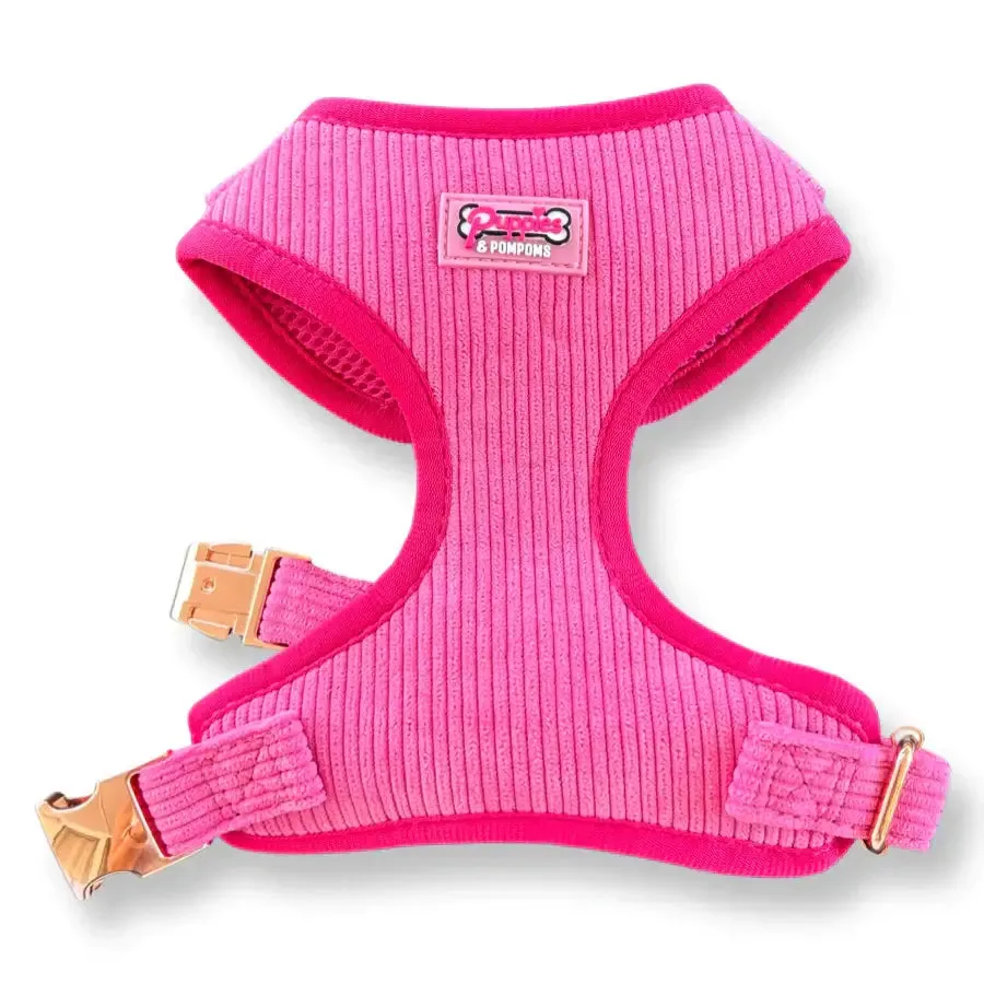 Puppies & Pom Poms Dog Harness - Pink Luxe Corduroy