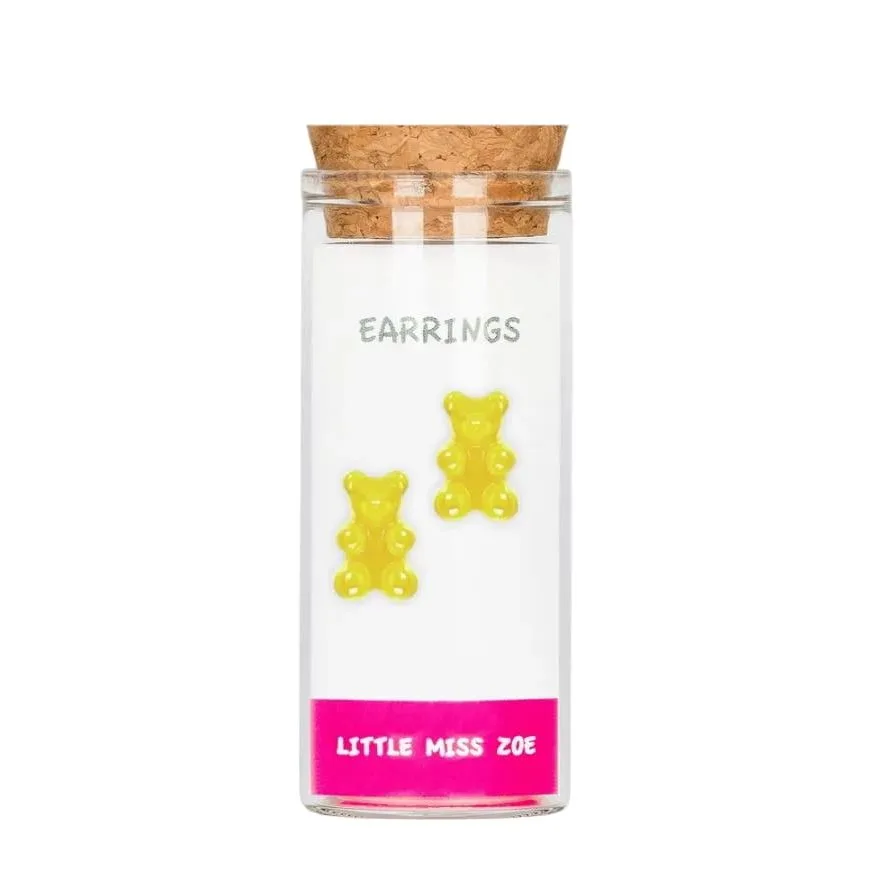 Little Miss Zoe Kids Sterling Silver Earrings- Yellow Gummy Bear