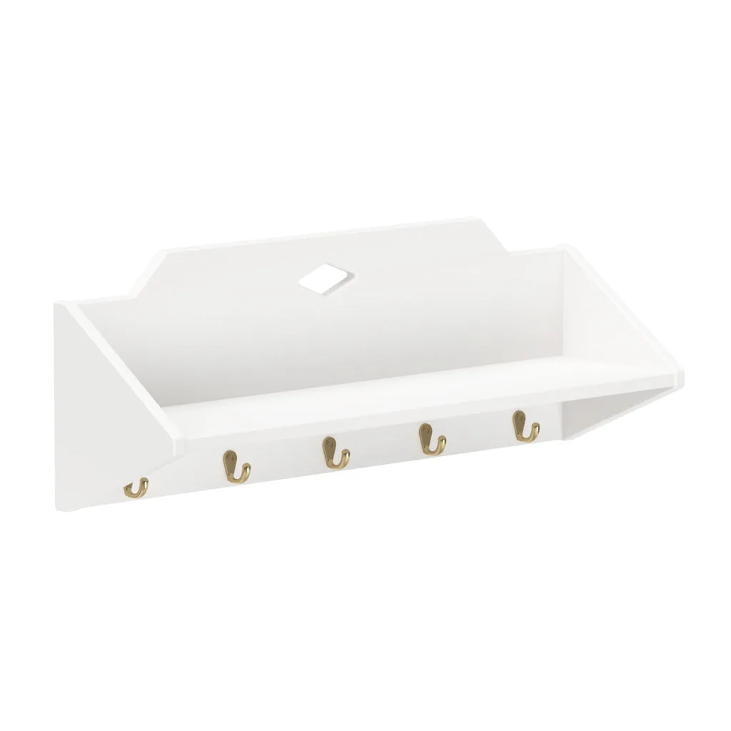 Luca Shelf with hooks - White