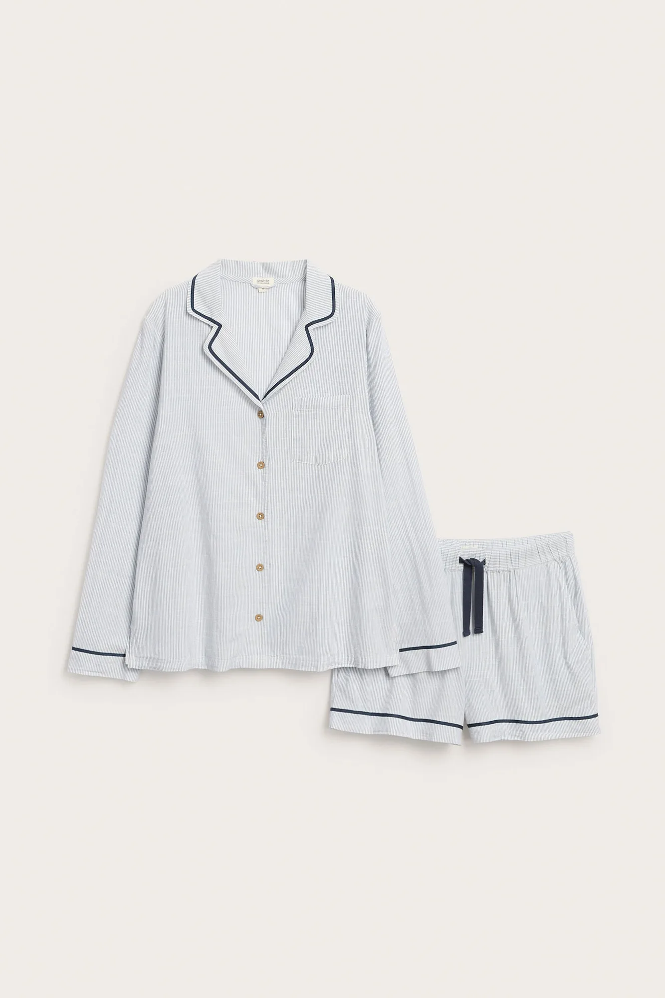 Dames blauwe gestreepte pyjamaset