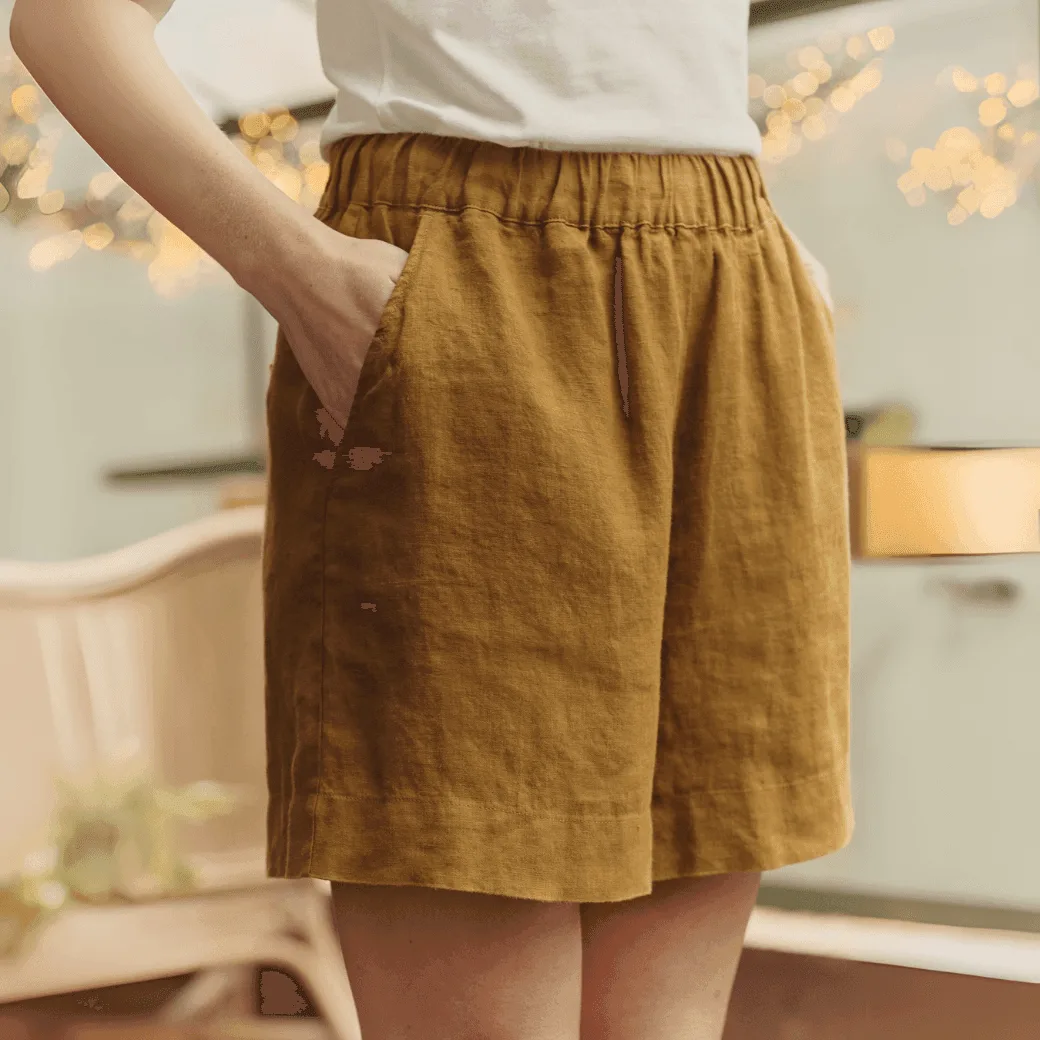 Bronze Linen Hip-Hop Shorts