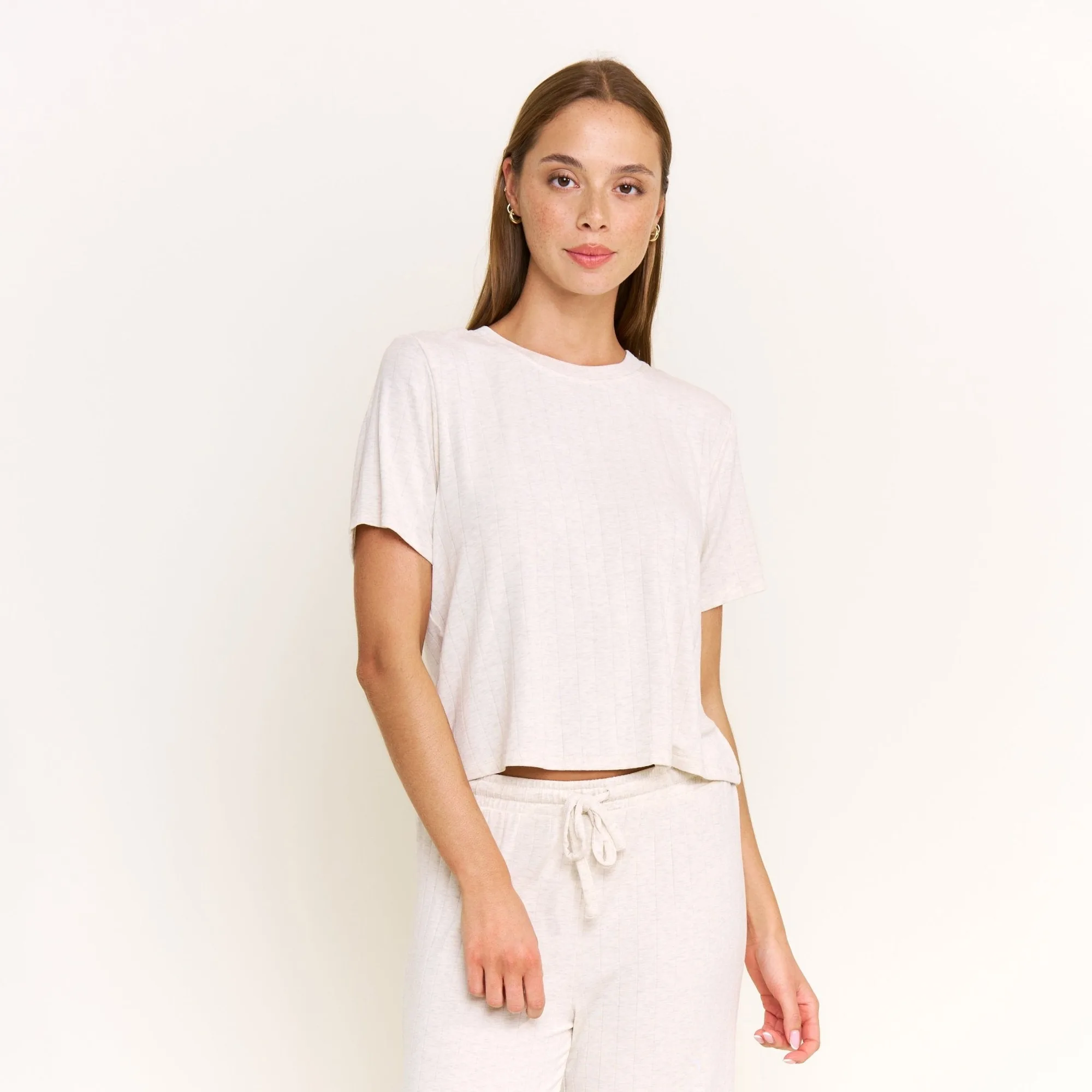 Cloud Modal Tee in Heather Oatmeal