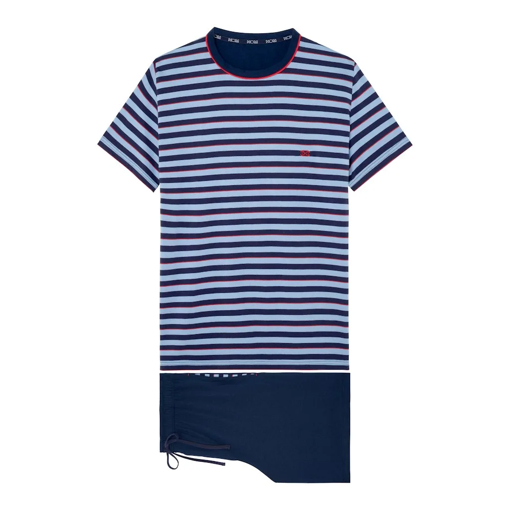 Atlantic Short Pajama Set | Blue Stripes 403112-R0BI