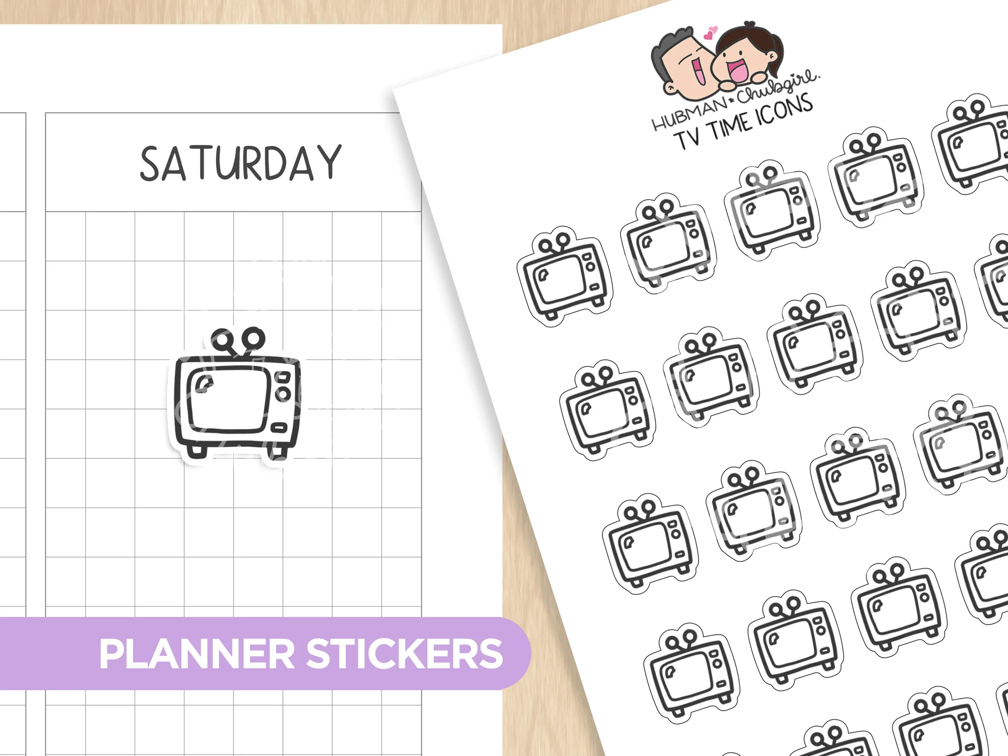 TV Time Icons Planner Stickers