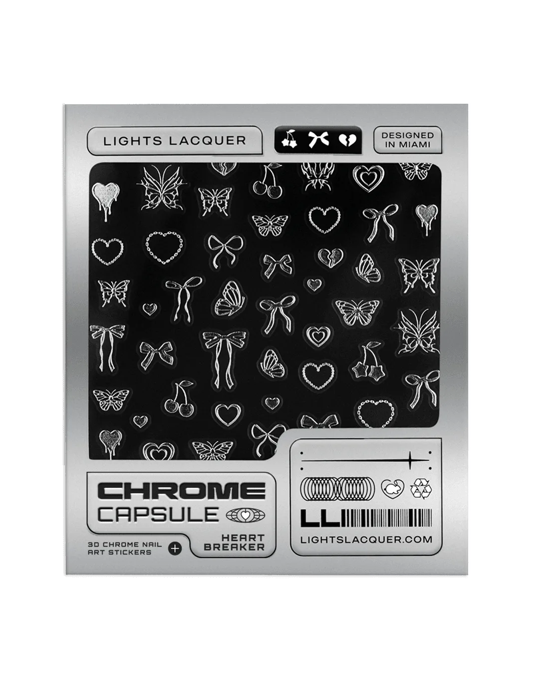 3D Chrome Heart Breaker Nail Stickers