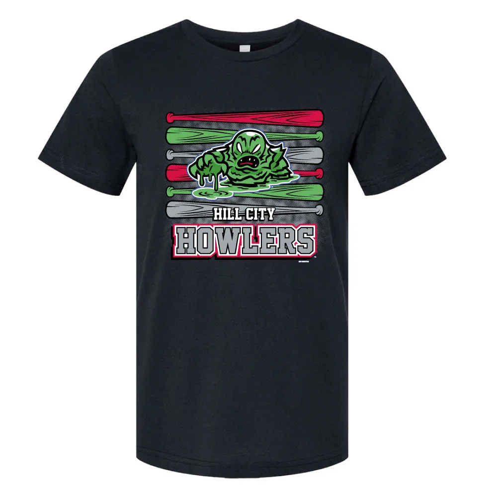 Hill City Howlers Adult Black Premium Heathered Marquis Tee