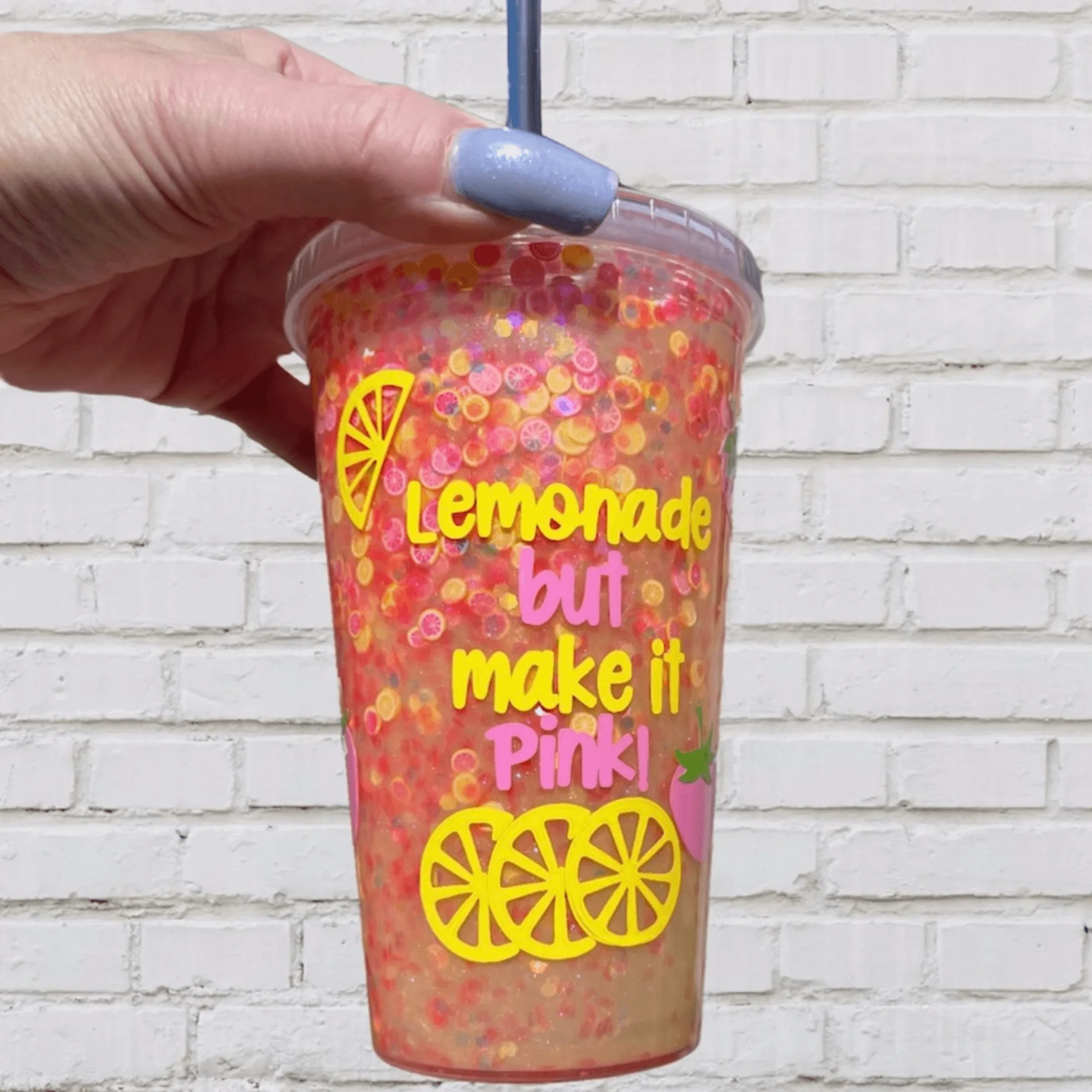 Pink Lemonade Snow Globe Tumbler