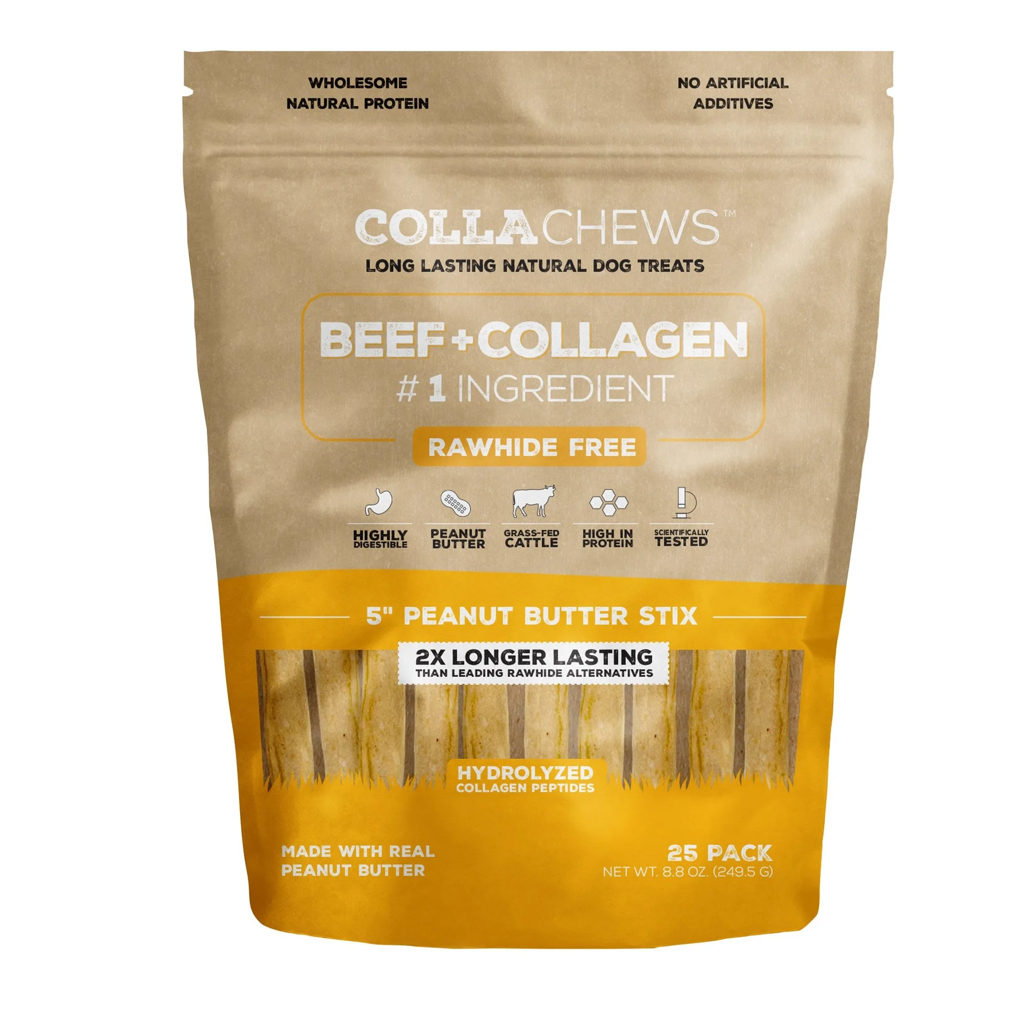 CollaChews Collagen Sticks Peanut Butter 5in
