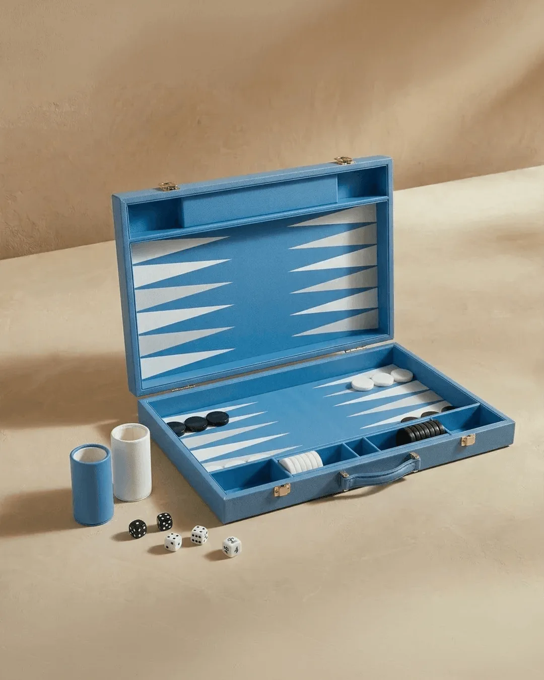 Leather Backgammon Set - Blue and Black