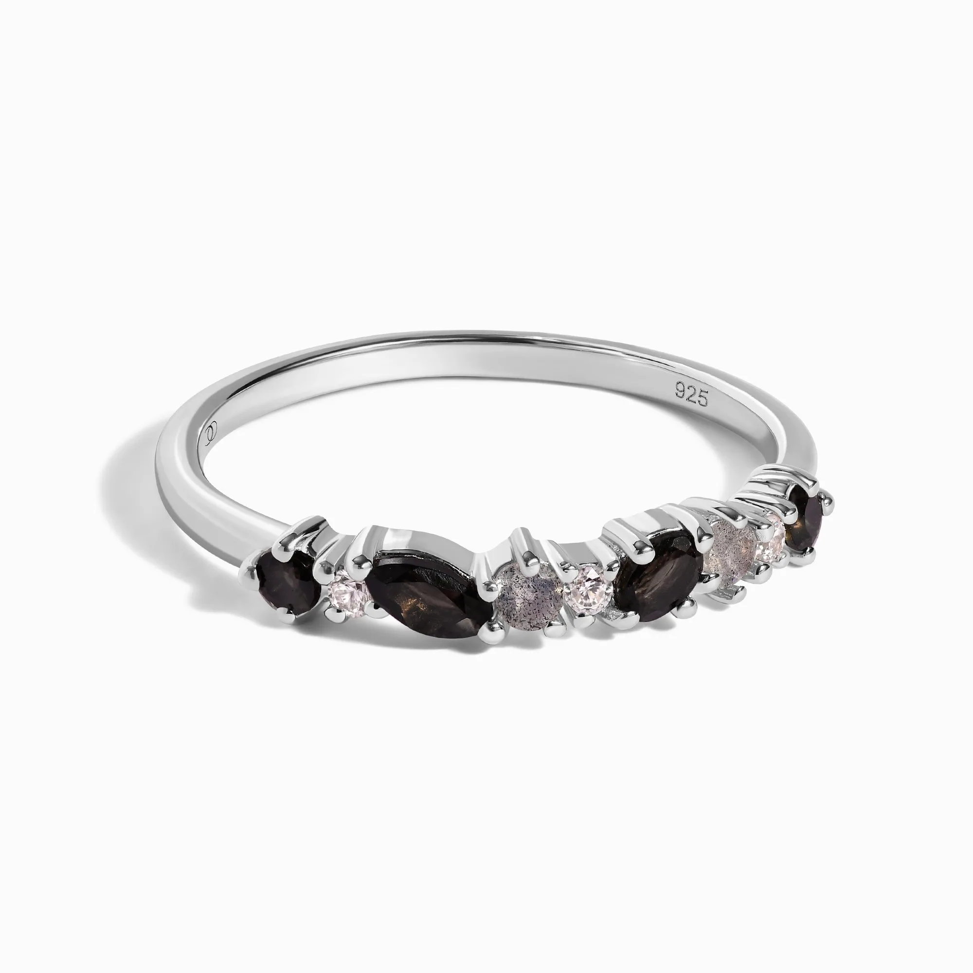 Schwarzer Obsidian Weißer Zirkon Ring - Grace