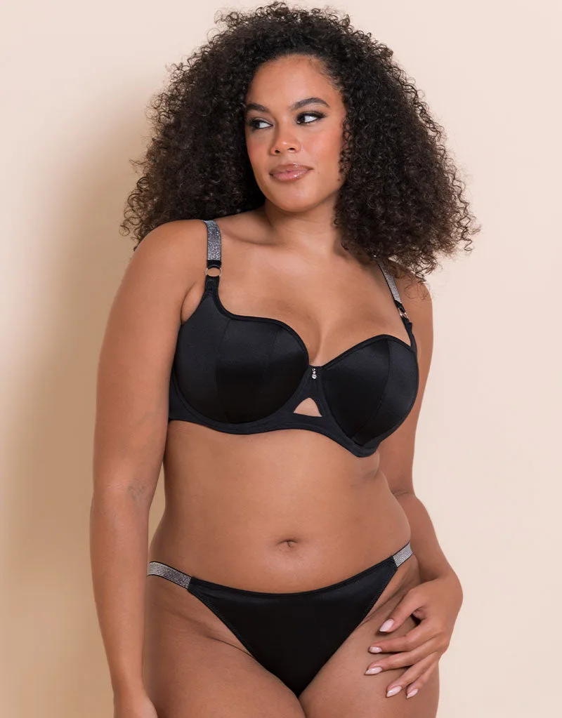 Curvy Kate Boost Diamante حمالة صدر مبطنة بالبالكوني سوداء