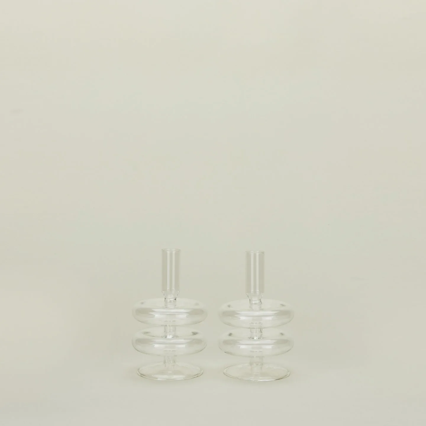 Disk Candle Holder, Set of 2 - Clear
