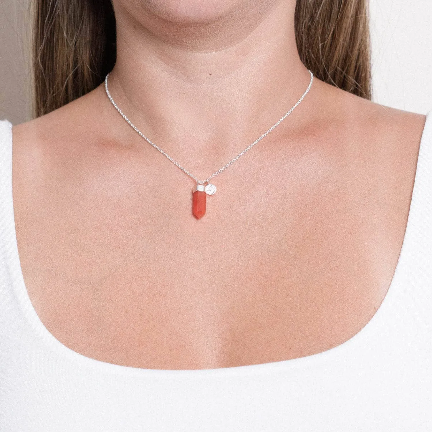 DELICATE CARNELIAN CRYSTAL POINT NECKLACE