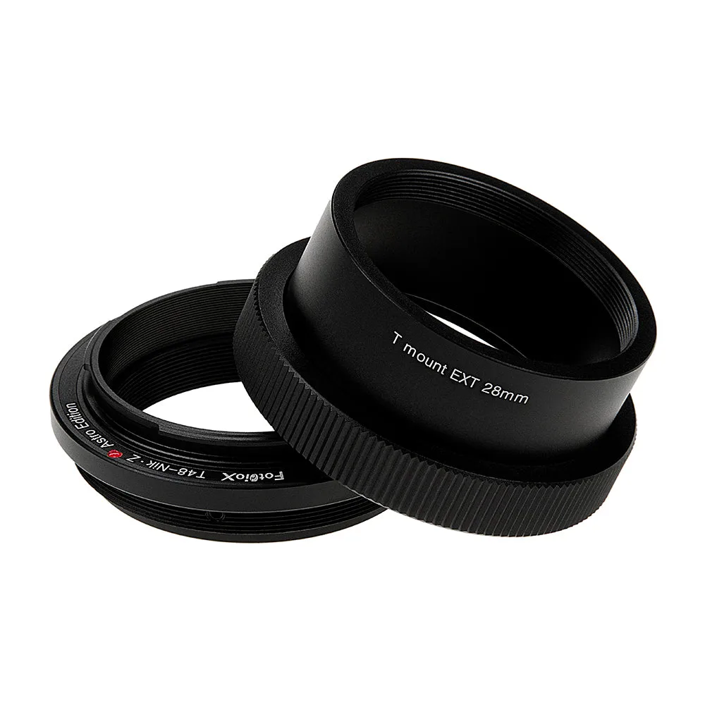 Adaptador de objetivo Fotodiox Edición Astro - Compatible con telescopios de campo amplio de 48mm (x0.75) con montura T para cámaras sin espejo Nikon Z-Mount para astrofotografía d