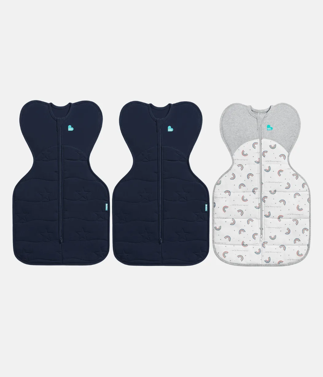 Swaddle Up Starter Bundle | 3.5 | 2.5 TOG | Navy Star | White Rainbow Dream