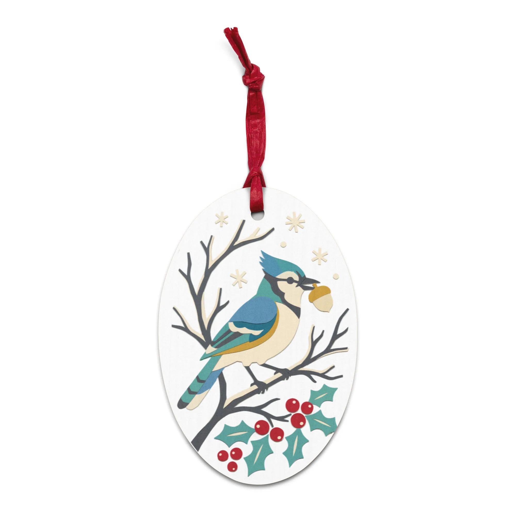 Blue Jay Wooden Ornament