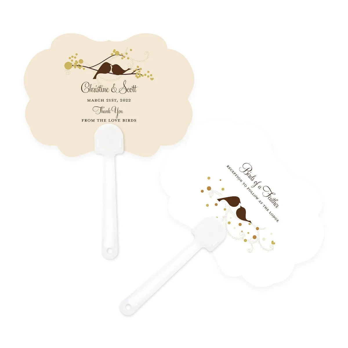 Personalized Paper Hand Fan Wedding Favor - Love Bird