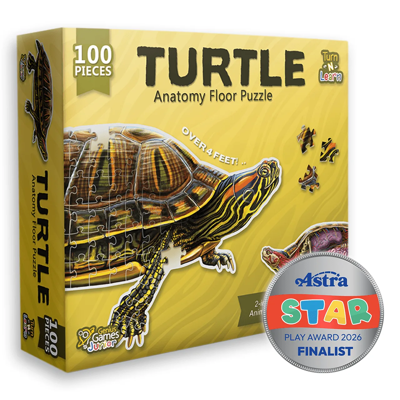 Pond Slider Turtle Jigsaw Puzzle - 4FT Double Sided Floor Puzzle | 2026 Astra Play Awards Top 3 Finalist for STEM Category