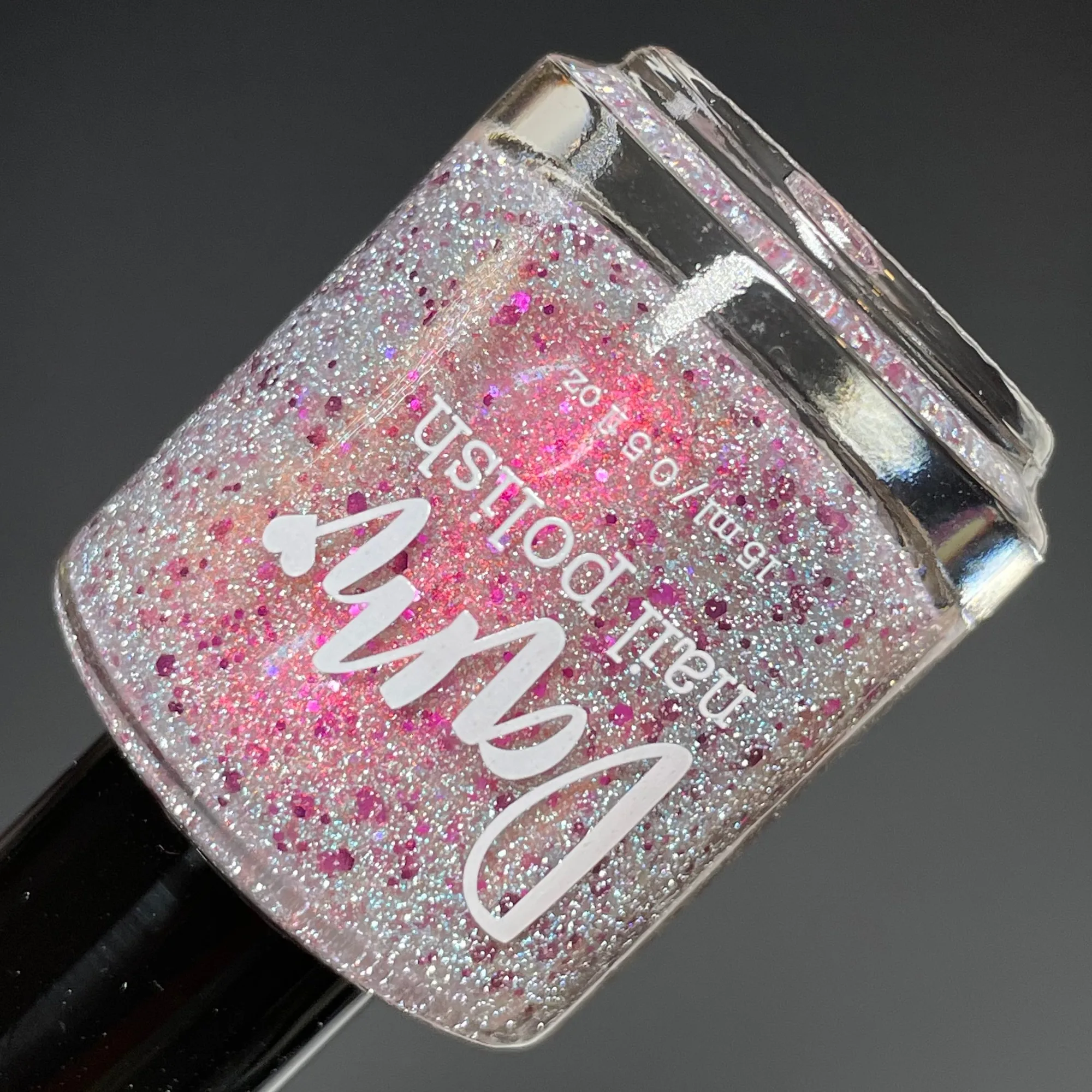 Jelly Bean Around the World - Silver Reflective Glitter Nail Polish with Pink Shimmer - Sugar Rush Collection