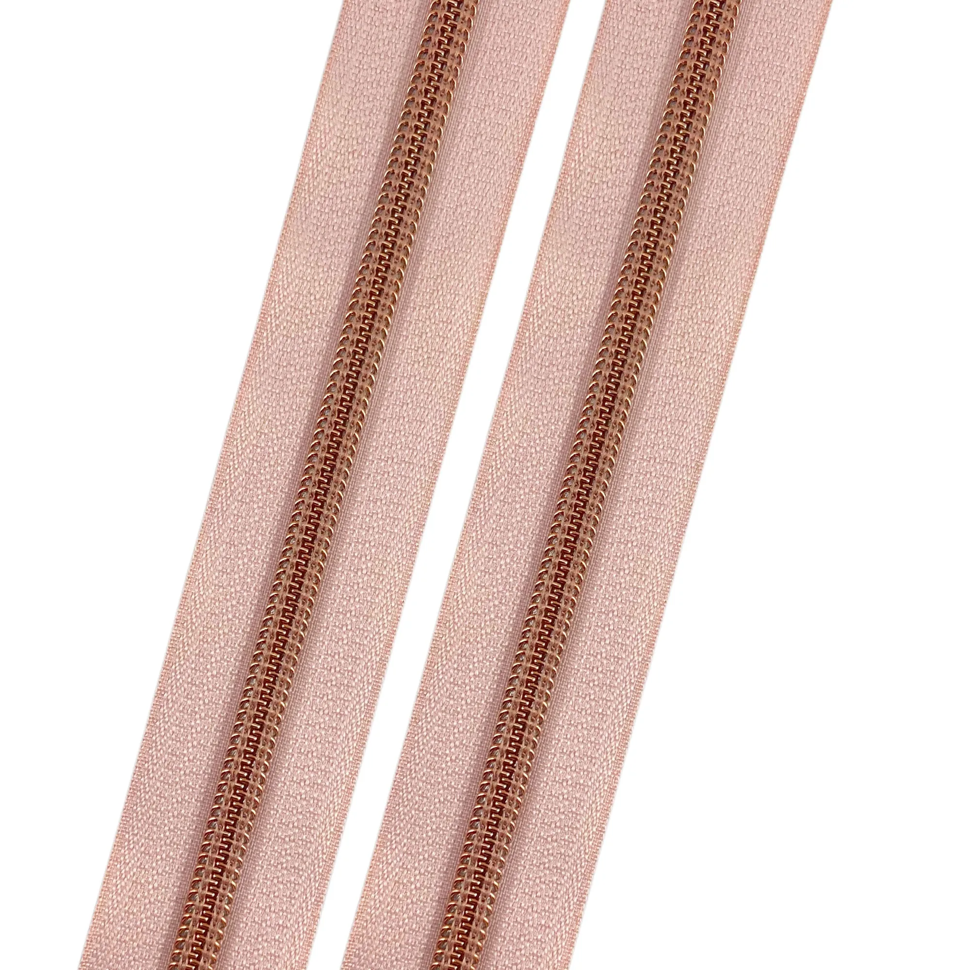 Blush doux - Bande de fermeture à glissière en nylon à spirale #5 or rose