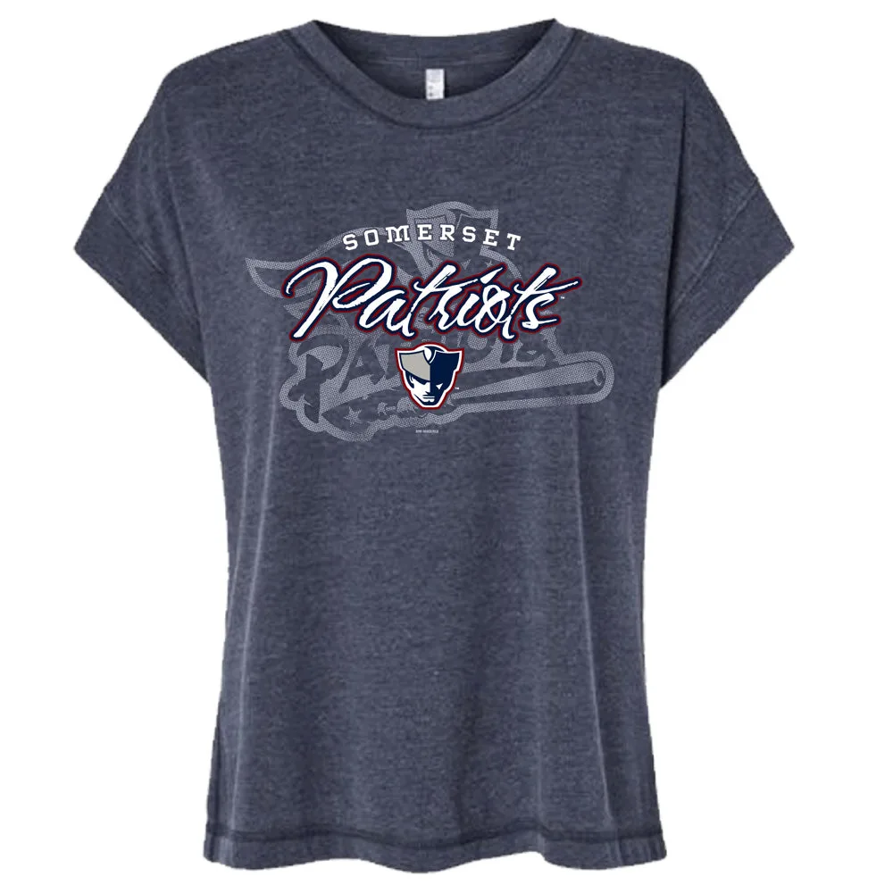 تي شيرت Somerset Patriots للنساء بقصة مريحة ومظهر عتيق مغسول Enjoyable
