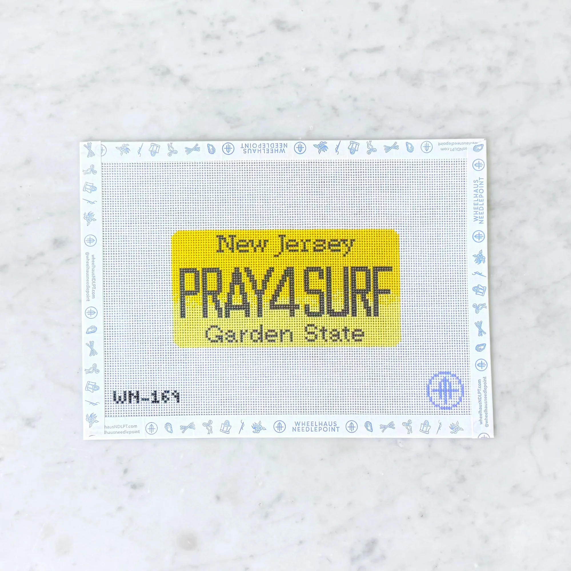 Pray for Surf License Plate Meaning in Needlepoint