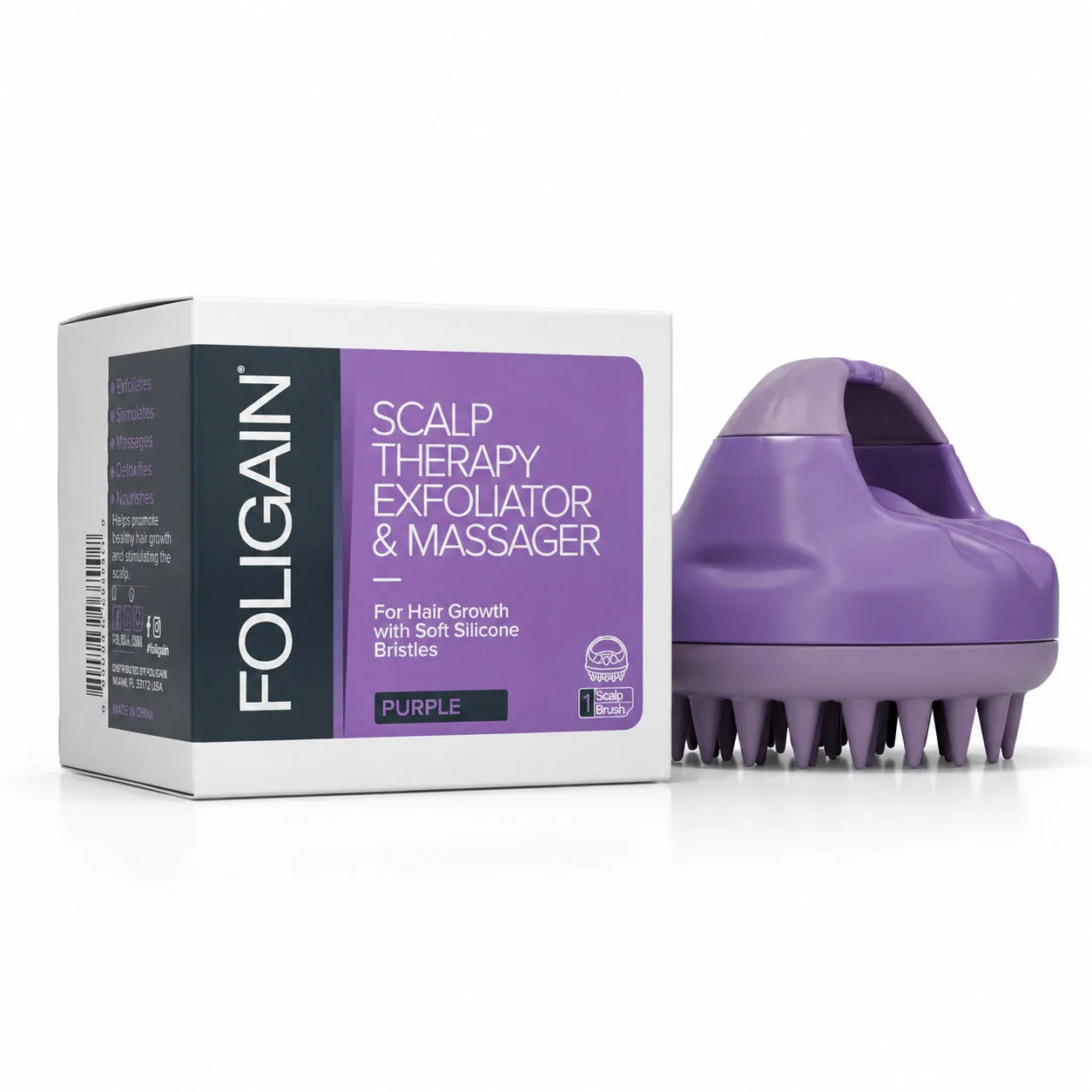 FOLIGAIN® Scalp Therapy Exfoliator & Massager in Purple