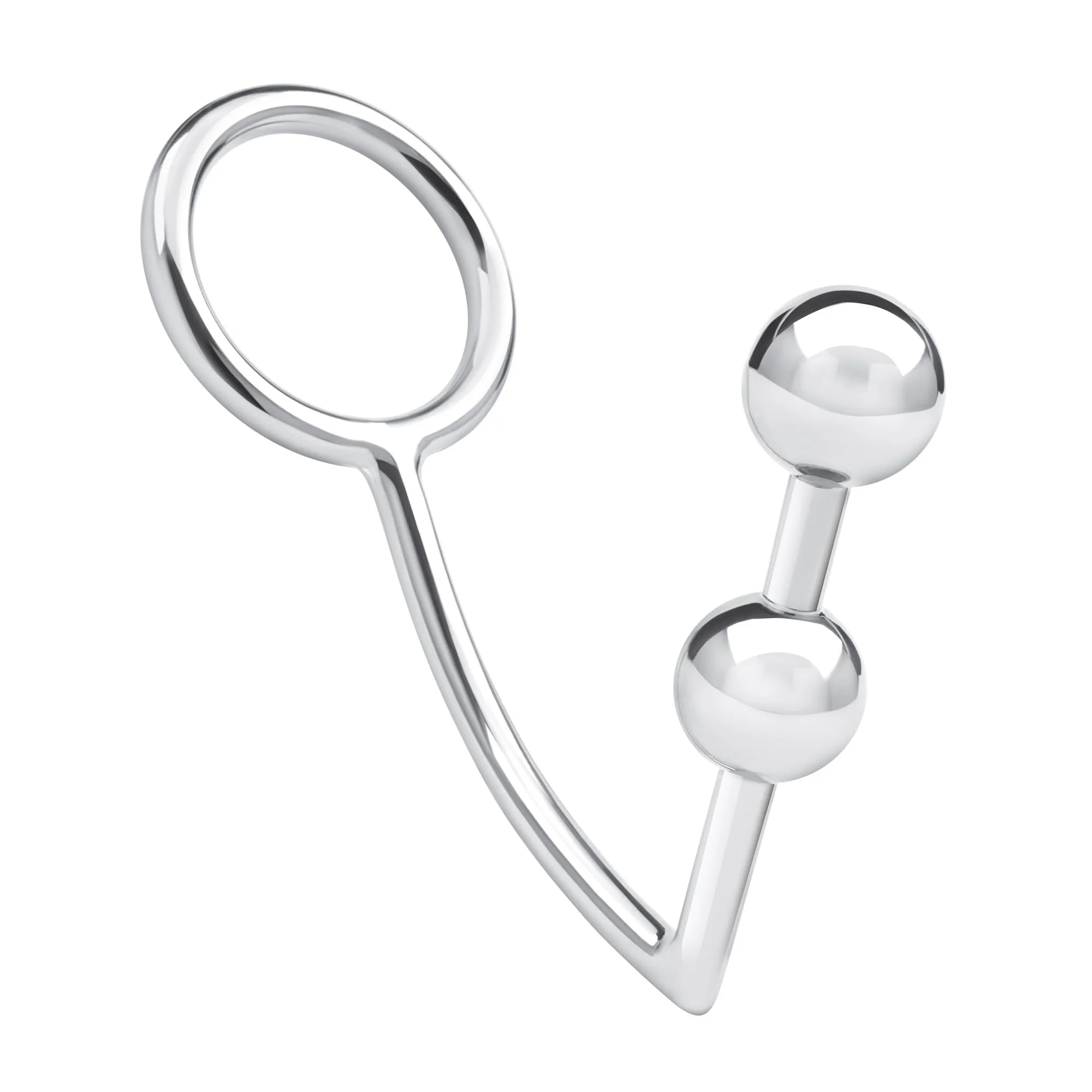 Stainless Steel Anal Hook with Cock Ring Safety Tips