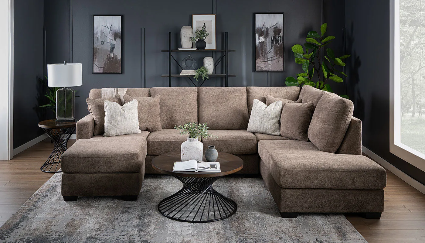 Dalhart II Panda Cocoa Dual Chaise Sectional