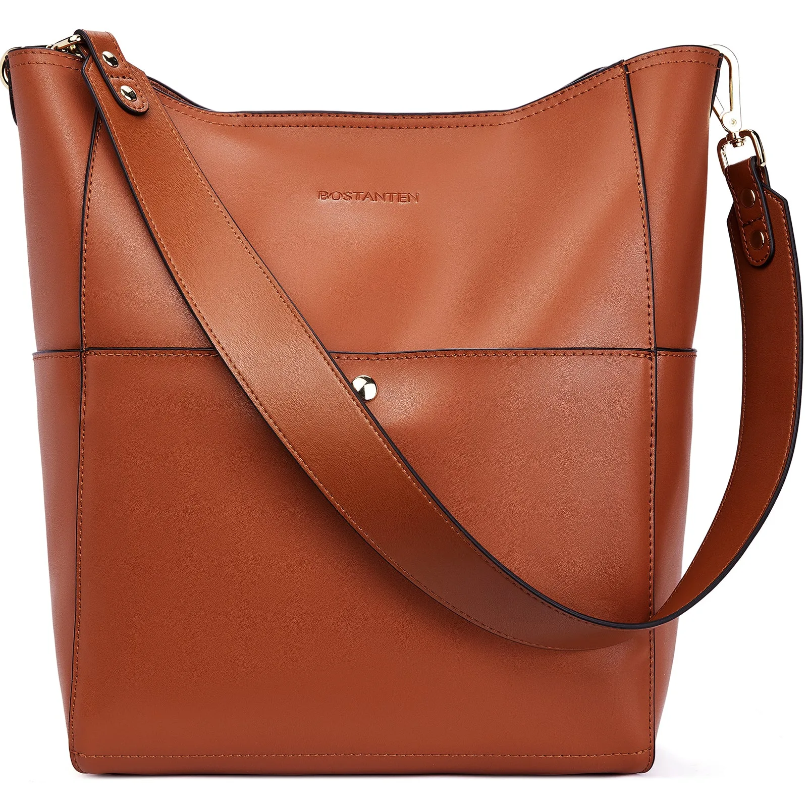 Sac seau en cuir véritable Lotty avec 2 bandoulières