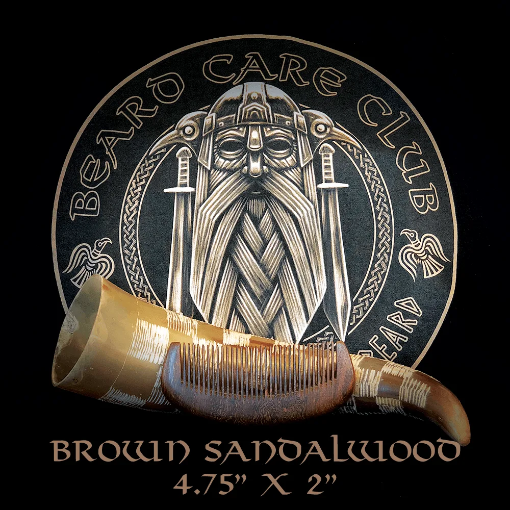 Brown Sandalwood Beard Comb 4.75" x 2"